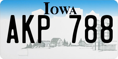IA license plate AKP788