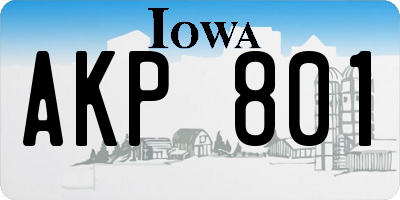 IA license plate AKP801