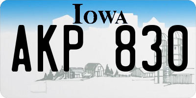 IA license plate AKP830