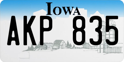 IA license plate AKP835