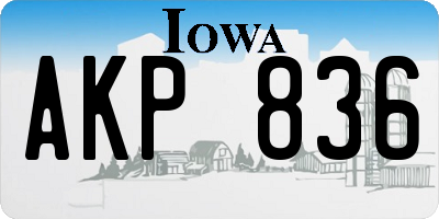 IA license plate AKP836