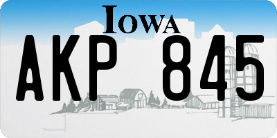 IA license plate AKP845