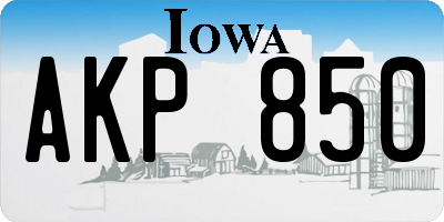IA license plate AKP850