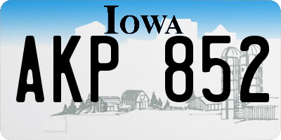 IA license plate AKP852