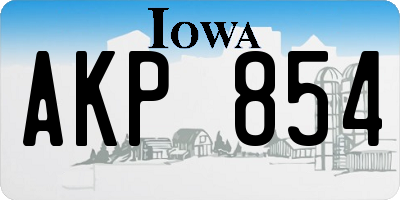 IA license plate AKP854