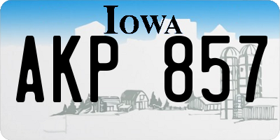 IA license plate AKP857