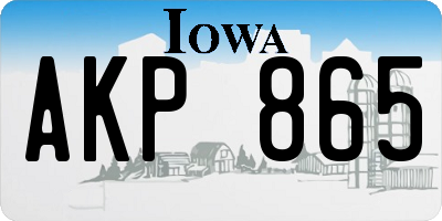 IA license plate AKP865
