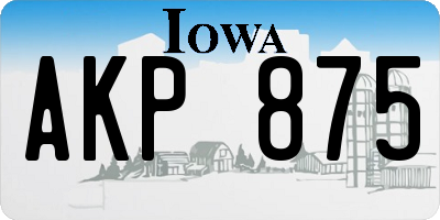 IA license plate AKP875