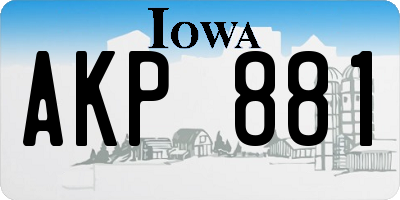 IA license plate AKP881