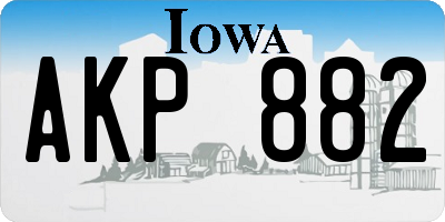 IA license plate AKP882