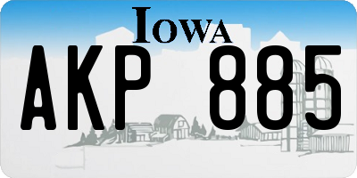 IA license plate AKP885