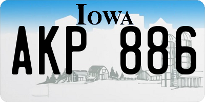 IA license plate AKP886