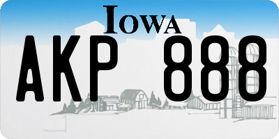 IA license plate AKP888