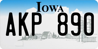 IA license plate AKP890