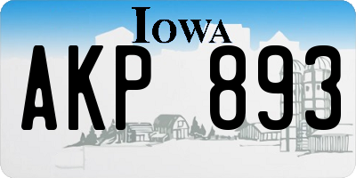 IA license plate AKP893