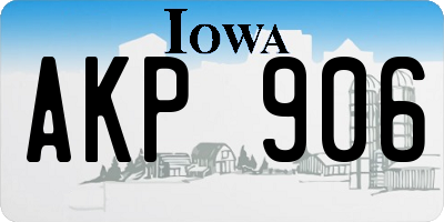 IA license plate AKP906