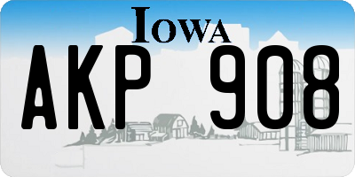 IA license plate AKP908