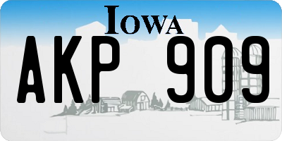 IA license plate AKP909