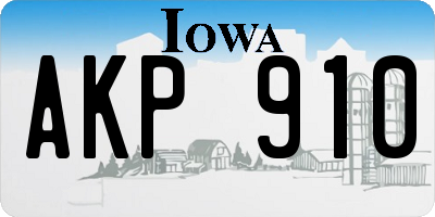 IA license plate AKP910