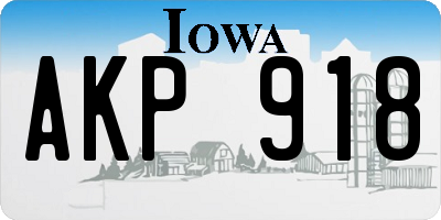 IA license plate AKP918