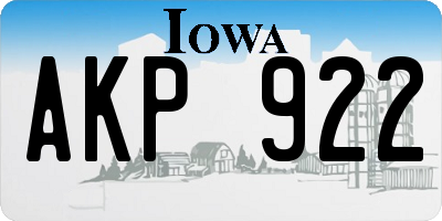 IA license plate AKP922