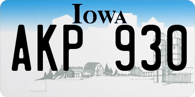 IA license plate AKP930