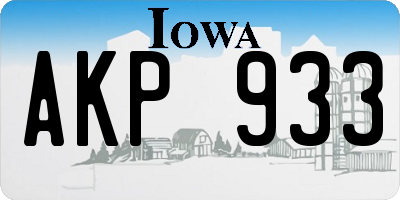 IA license plate AKP933