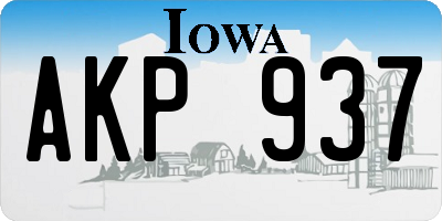 IA license plate AKP937