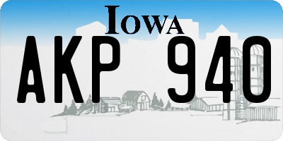 IA license plate AKP940