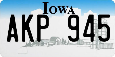 IA license plate AKP945