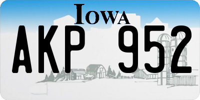 IA license plate AKP952