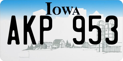 IA license plate AKP953