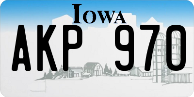 IA license plate AKP970