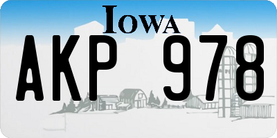 IA license plate AKP978