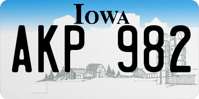 IA license plate AKP982