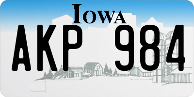 IA license plate AKP984