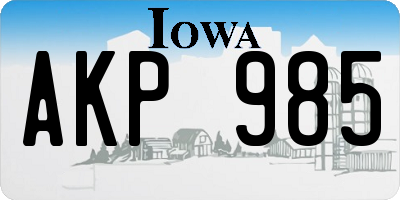 IA license plate AKP985