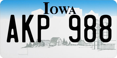 IA license plate AKP988