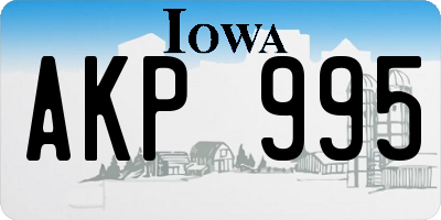 IA license plate AKP995