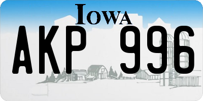 IA license plate AKP996