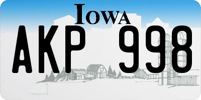 IA license plate AKP998