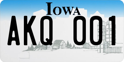 IA license plate AKQ001