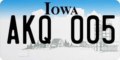 IA license plate AKQ005