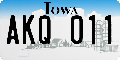 IA license plate AKQ011