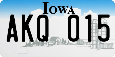 IA license plate AKQ015