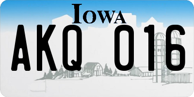 IA license plate AKQ016