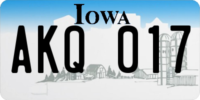 IA license plate AKQ017