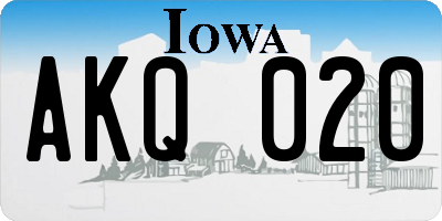 IA license plate AKQ020