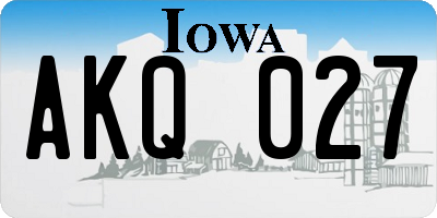 IA license plate AKQ027