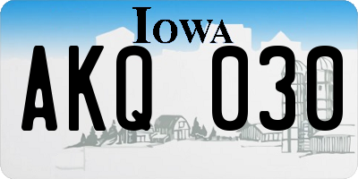 IA license plate AKQ030